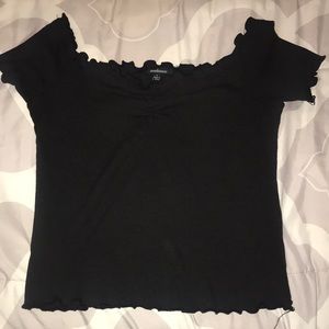 black off the shoulder crop top